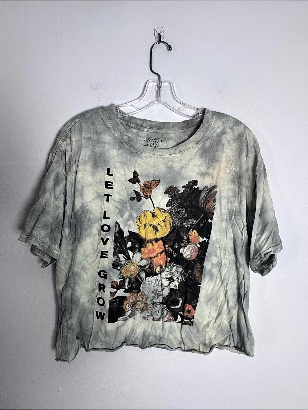 Mighty Fine Let Love Grow Graphic Tie-Dye Short Sleeve Tee Size M crop